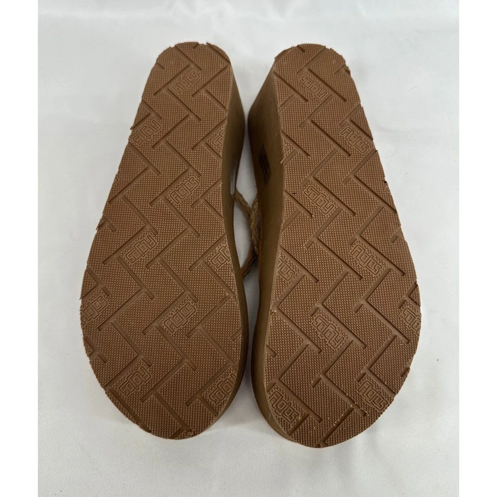 Flojos Hayley Wedge Flip Flops Women 8 Tan Braided Platform Summer Sandals 184